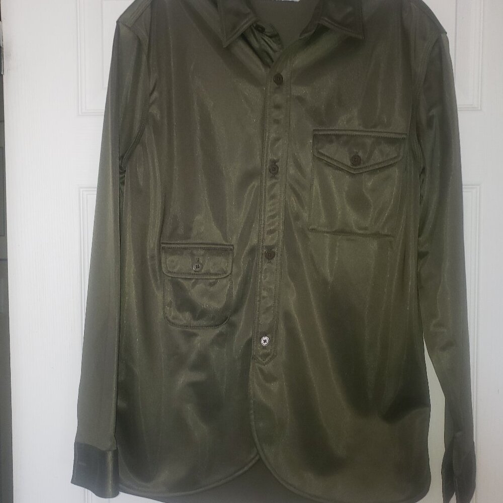 Men's shirt by Danish designer Han Kjøbenhavn  Army Green Casual Long Sleeve  L